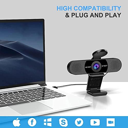 EMEET 1080P Webcam with Microphone, C960 Web Camera, 2 Mics Streaming Webcam with Privacy Cover, 90°View Computer Camera, Plug&Play USB Webcam for Calls/Conference, Zoom/Skype/YouTube, Laptop/Desktop - Image 7