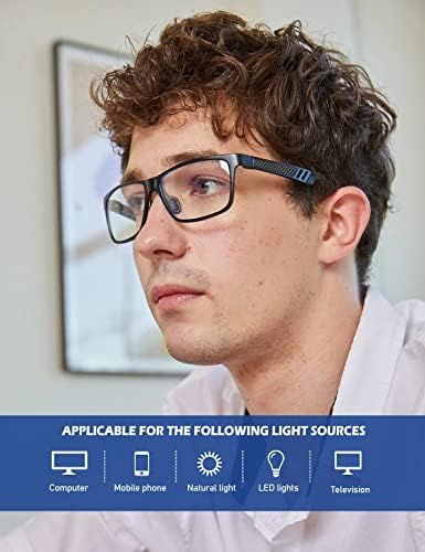ANYLUV Blue Light Blocking Glasses Men Computer Gaming Blue Screen Glasses Mens Blue Light Blocker Glasses Rectangle Metal frame UV400 Clear Lens - Image 7