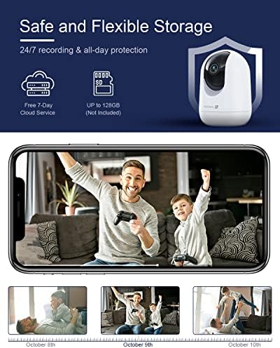 Indoor Security Camera 2K, Pet Camera with Phone App, WiFi Cameras for Home Security Camera for Dog/ Baby Monitor/Elder Pan Tilt, 2.4G, 24/7, 2-Way Talk, Human Detection, Motion Tracking, SD&Cloud - Image 6