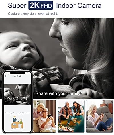 Indoor Security Camera 2K, Pet Camera with Phone App, WiFi Cameras for Home Security Camera for Dog/ Baby Monitor/Elder Pan Tilt, 2.4G, 24/7, 2-Way Talk, Human Detection, Motion Tracking, SD&Cloud - Image 3