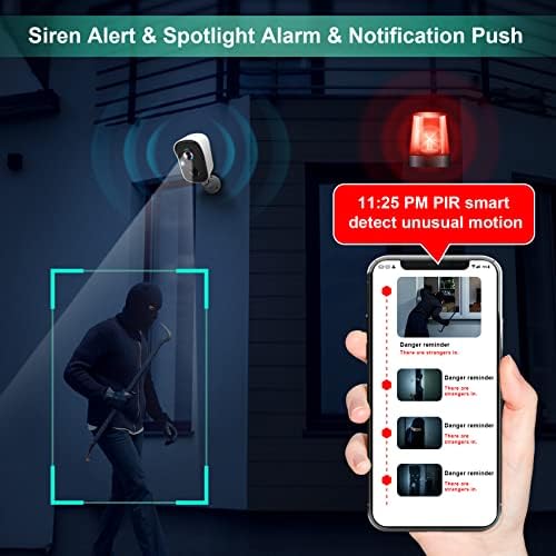Wireless Cameras for Home/Outdoor Security, Battery Powered 1080P HD WiFi Security Cameras Wireless Outdoor with Spotlight, AI Motion Detection, Siren, Color Night Vision, 2-Way Talk, SD/Cloud Storage - Image 4
